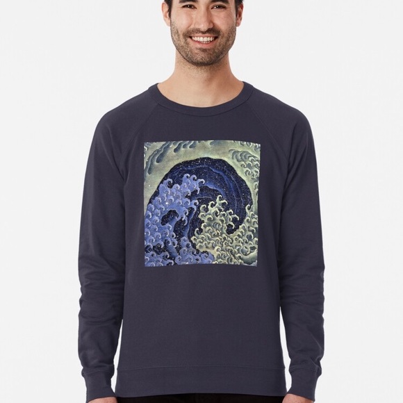 hokusai blue graphic sweatshirt